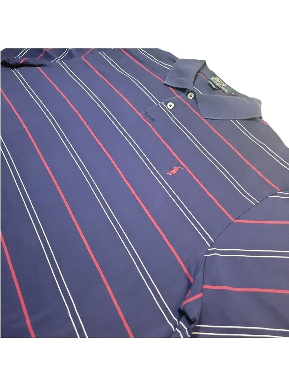 Polo Ralph Lauren Blue Stripe Polo Y2K Preppy Heritage L